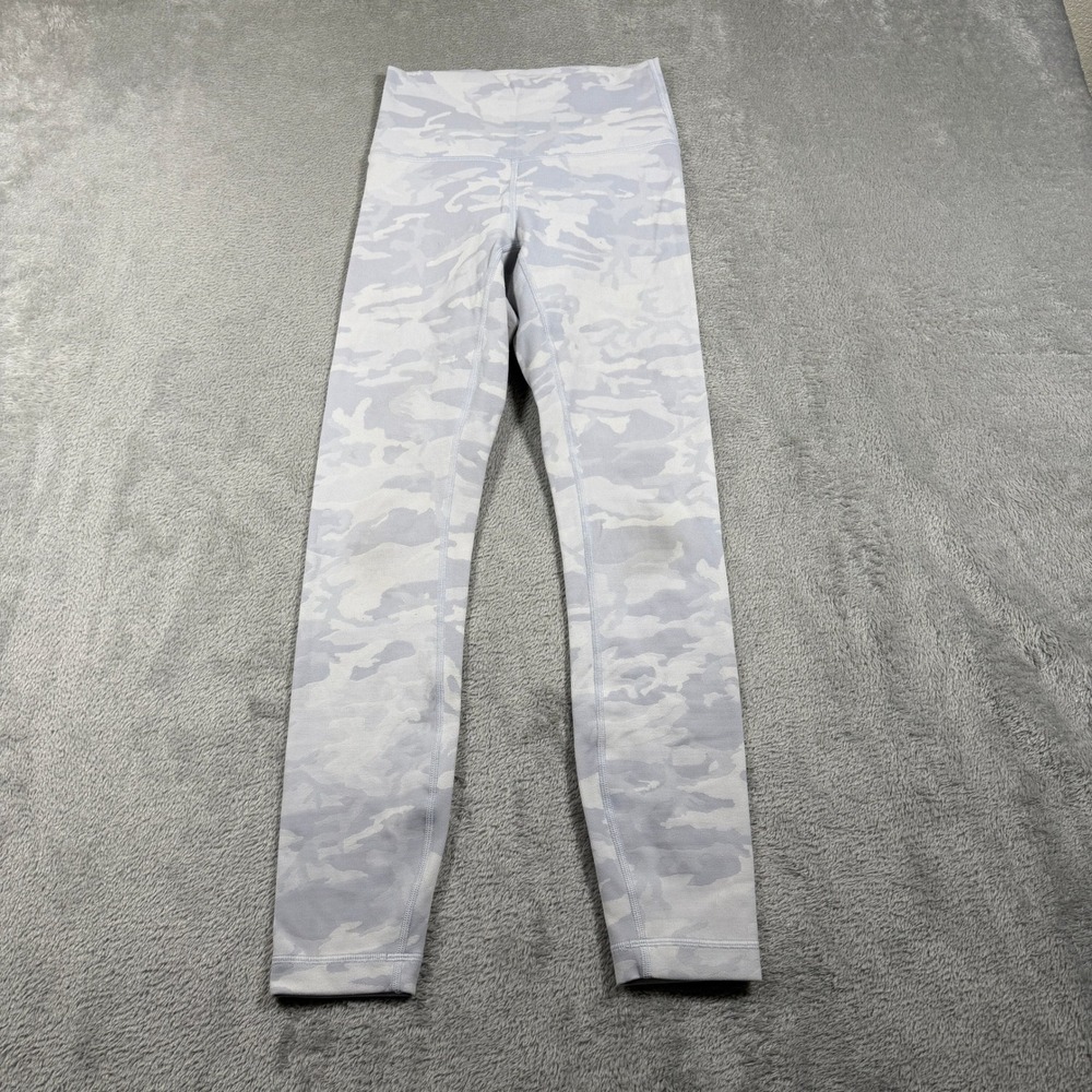 Lululemon Wunder Under High Rise Leggings Women 4 Incognito Camo Jacquard White